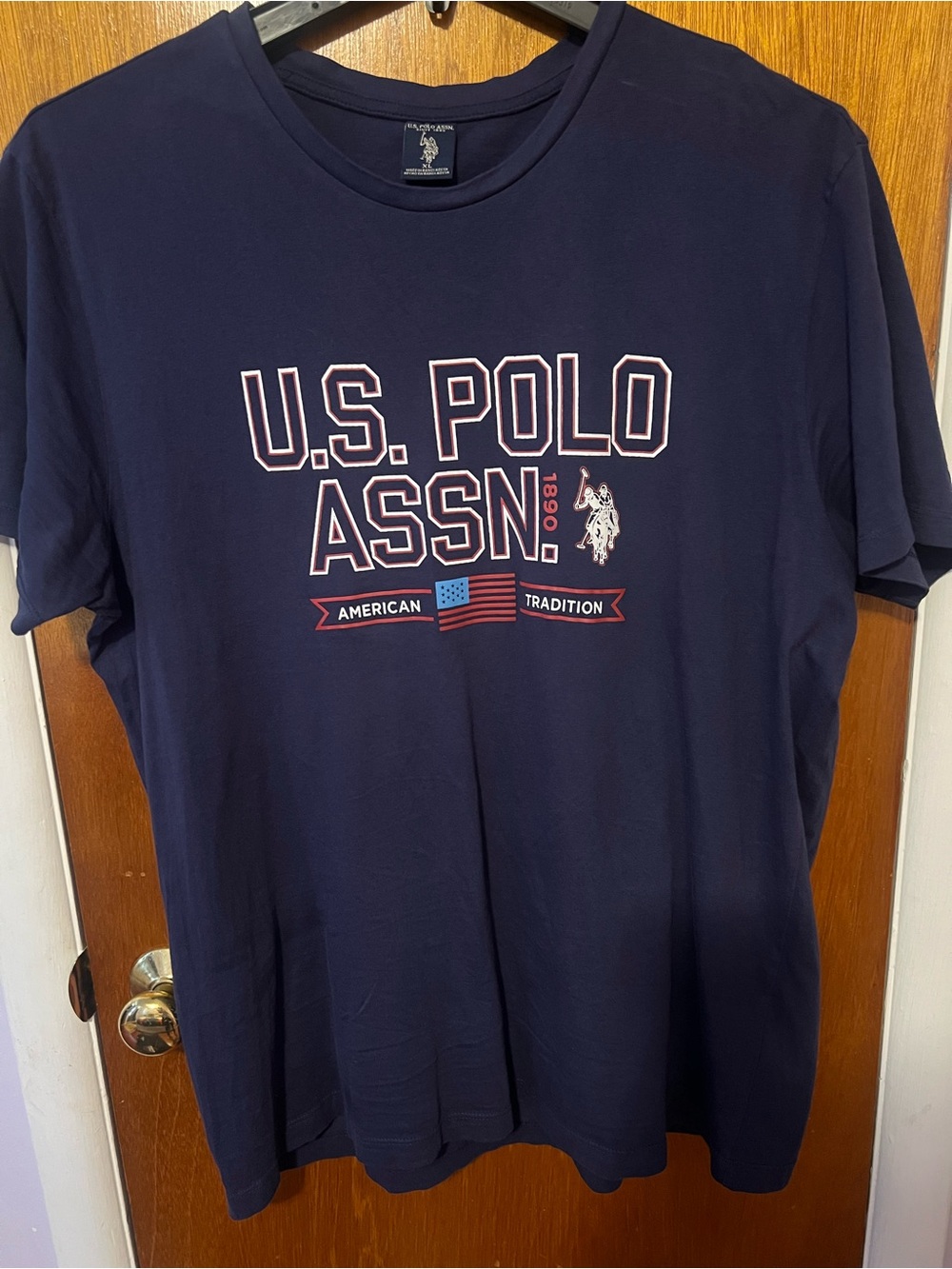 U.S. Polo Assn. Navy Short-Sleeve Graphic Tee with Red & White Accents